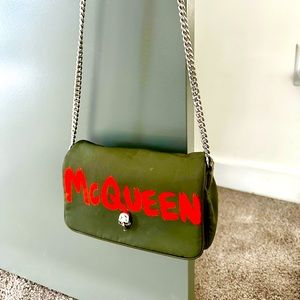 Sold: Alexander McQueen shoulder bag in graffiti logo-printed nylon